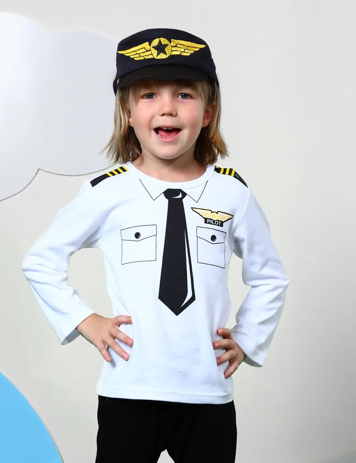 Baby Boy Pilot Hat Police Captain Cap Infant Funny Cosplay Embroidery Hats Role Play Accessories Newborn Photography Props