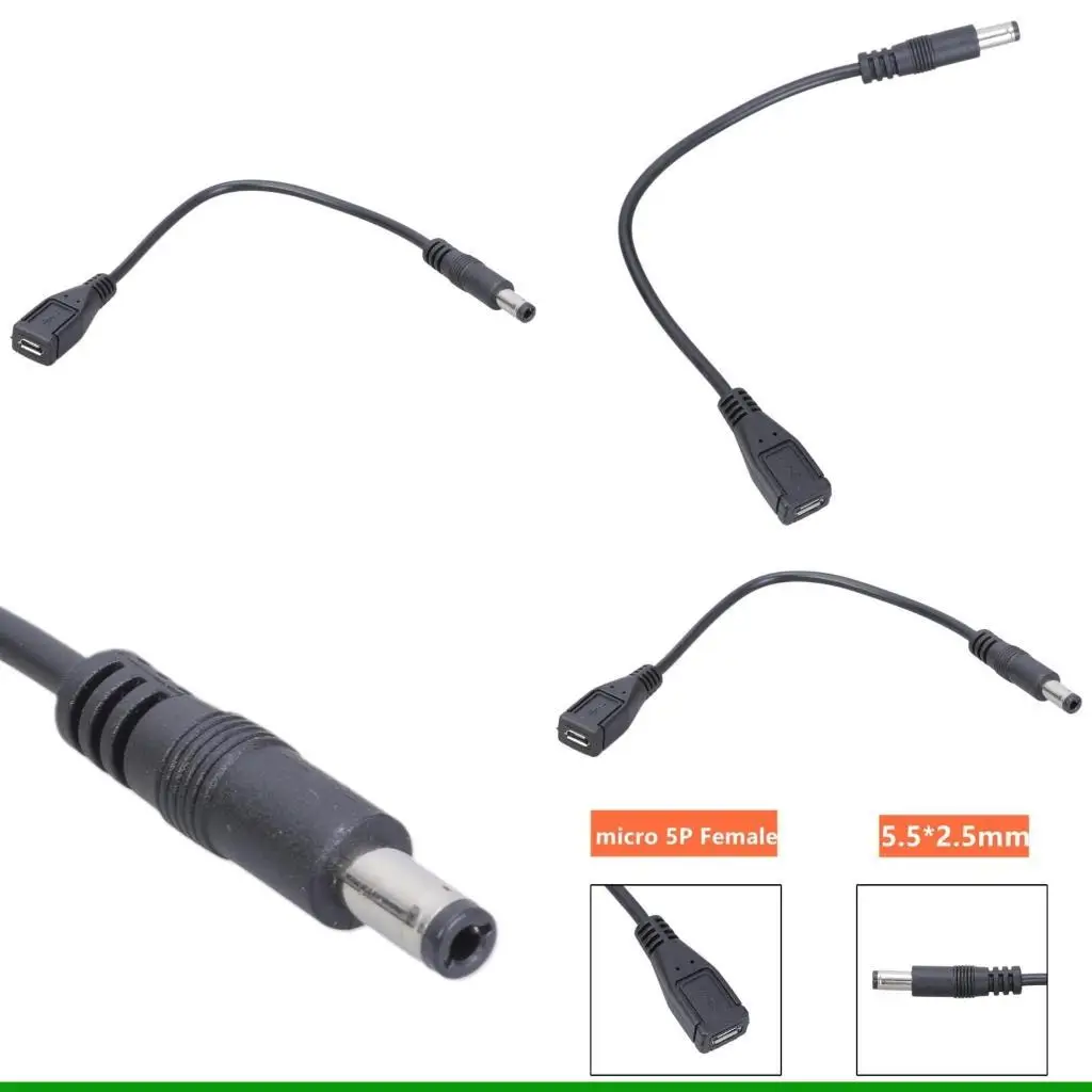 U55C 0.2M 3A Micro USB Female to 5.5x2.5mm Male Power To 5.5x2.5mm 5V