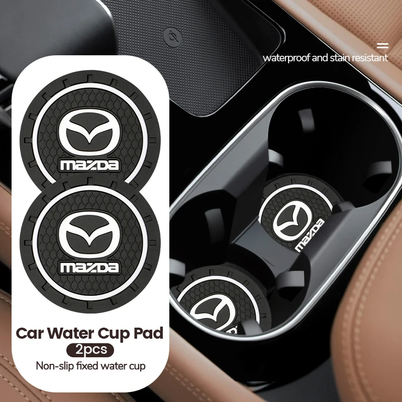 2pcs Silicone Car Coaster Water Cup Bottle Non Slip Pad Anti-Slip Mats For Mazda 3 5 6 323 626 RX7 RX8 MX3 MX5 Axela Atenza CX-3