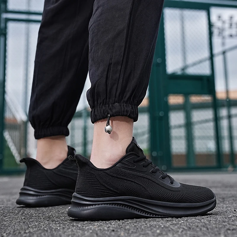 2023 New Summer Sports Shoes Soft Running Shoes Thick and Breathable Vulcanized Shoes Lace Up Mesh Men's Casual Shoes