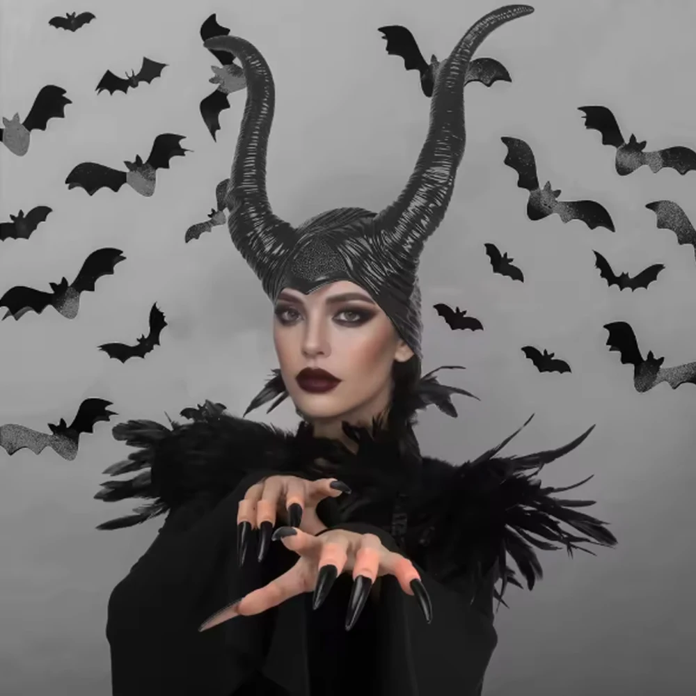 Maleficent Movie Accurate Halloween Cosplay Mask - Dark Horned Headpiece with Detachable Crown for Costume Parties