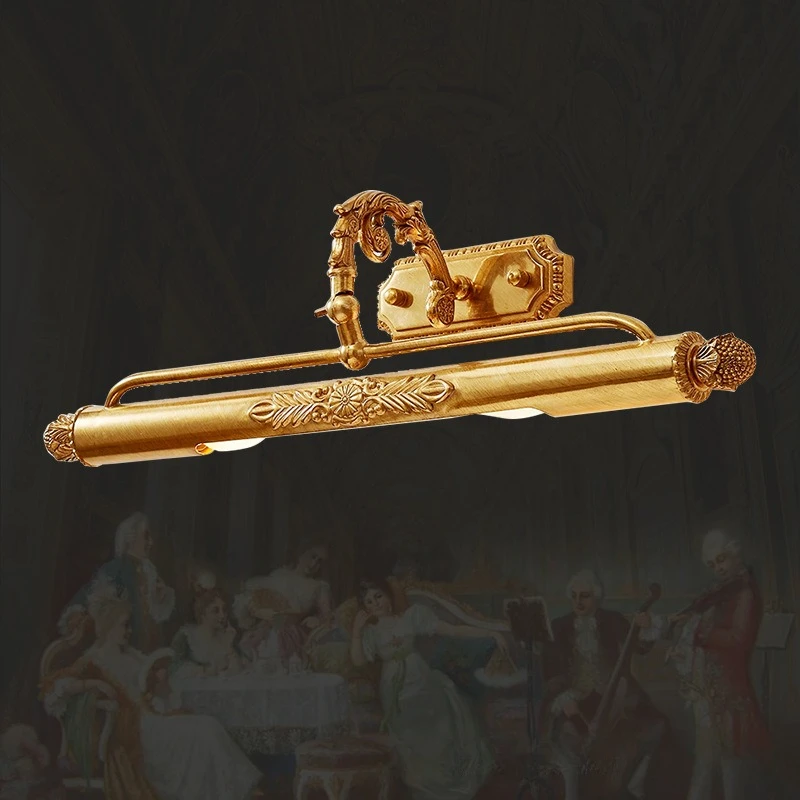 French all-copper bathroom mirror headlight European retro aisle corridor wall washer luxury study decorative wall lamp