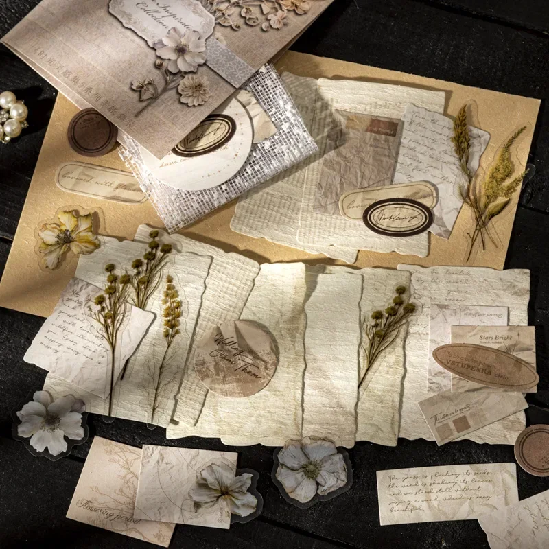 1pack/2pack 60 Sheets Light Vintage Base Material Journal Mixed Set Time Inspiration Collection Series