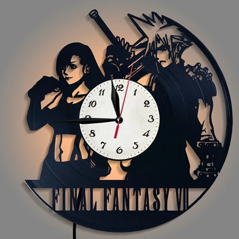 Retro Art Vinyl Clock Record Wall Night Light for Room Decor Retro Wall Light 16 Colors Change with Controller for Kids Gift