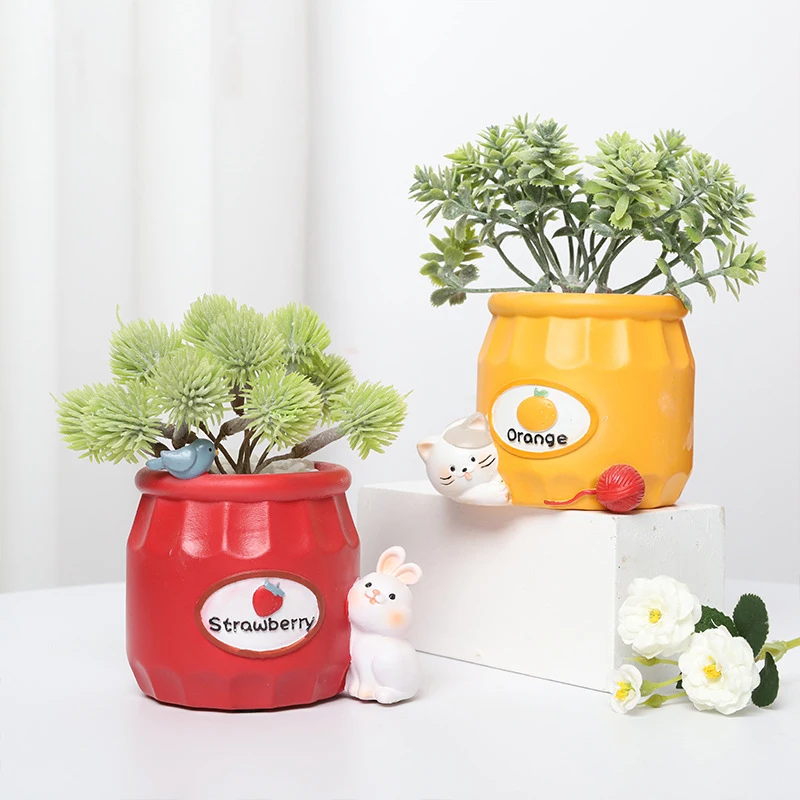 Honeypot Themed Planter Resin Flower Pot for Succulents Air Plants Zakka Ornaments Pen Holder Brush Pot Home Table Decoration