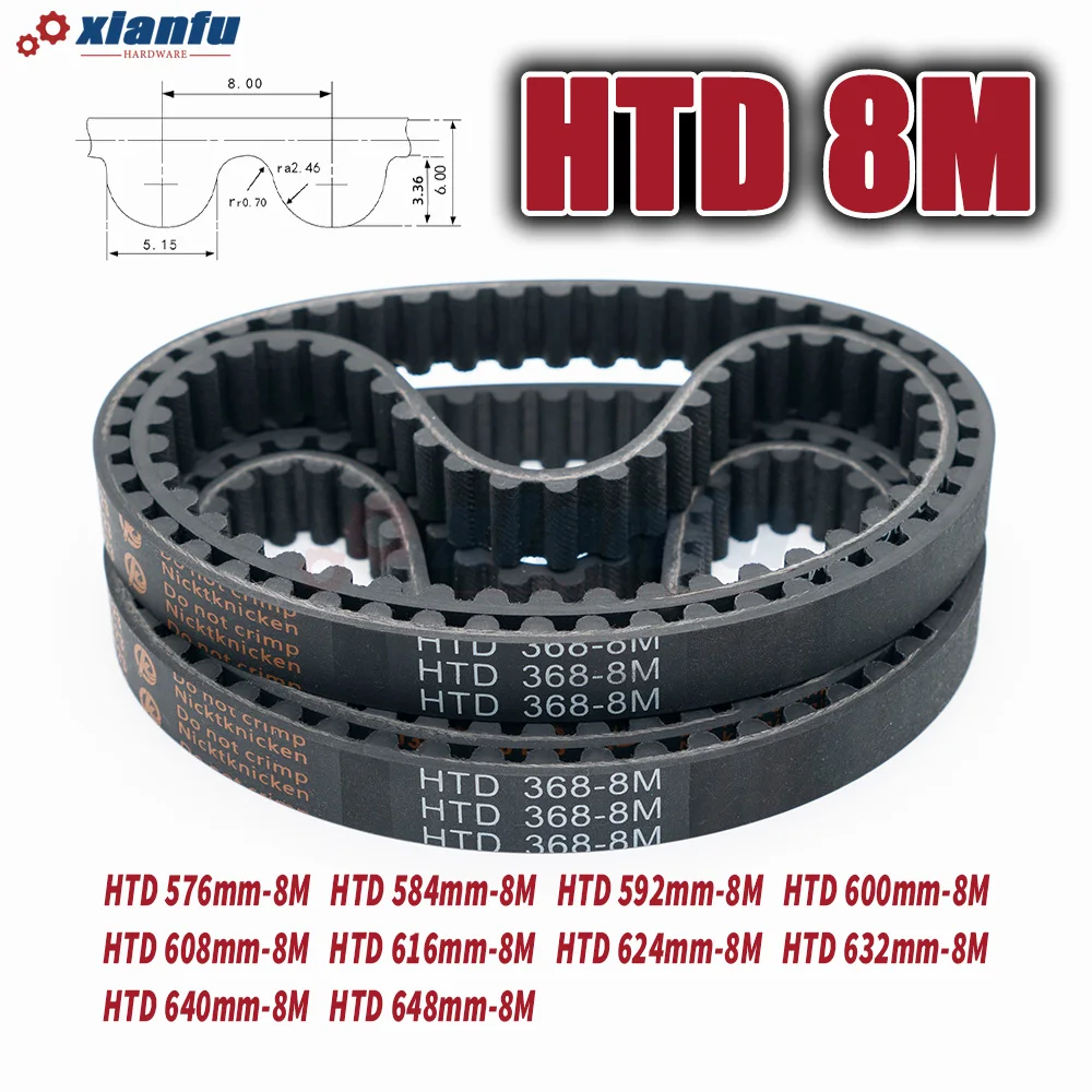HTD 8M Timing Belt Rubber Perimeter 576 584 592 600 608 616 624 632 640 648mm Width 10~50mm HTD8M Drive Machine Transmission CNC - Image 2