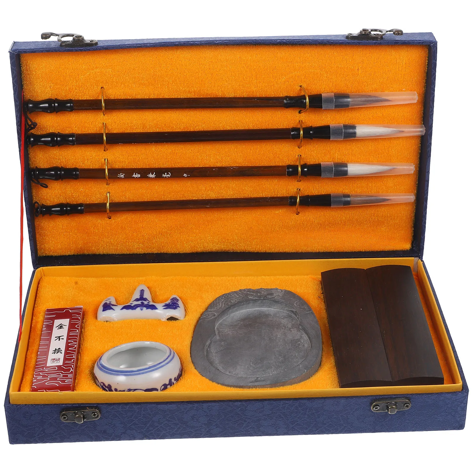 

1Set Study Ink Stone and Brush Set Compact Portable Design for Writing Practice High-Durability Ink Stick for Artists and