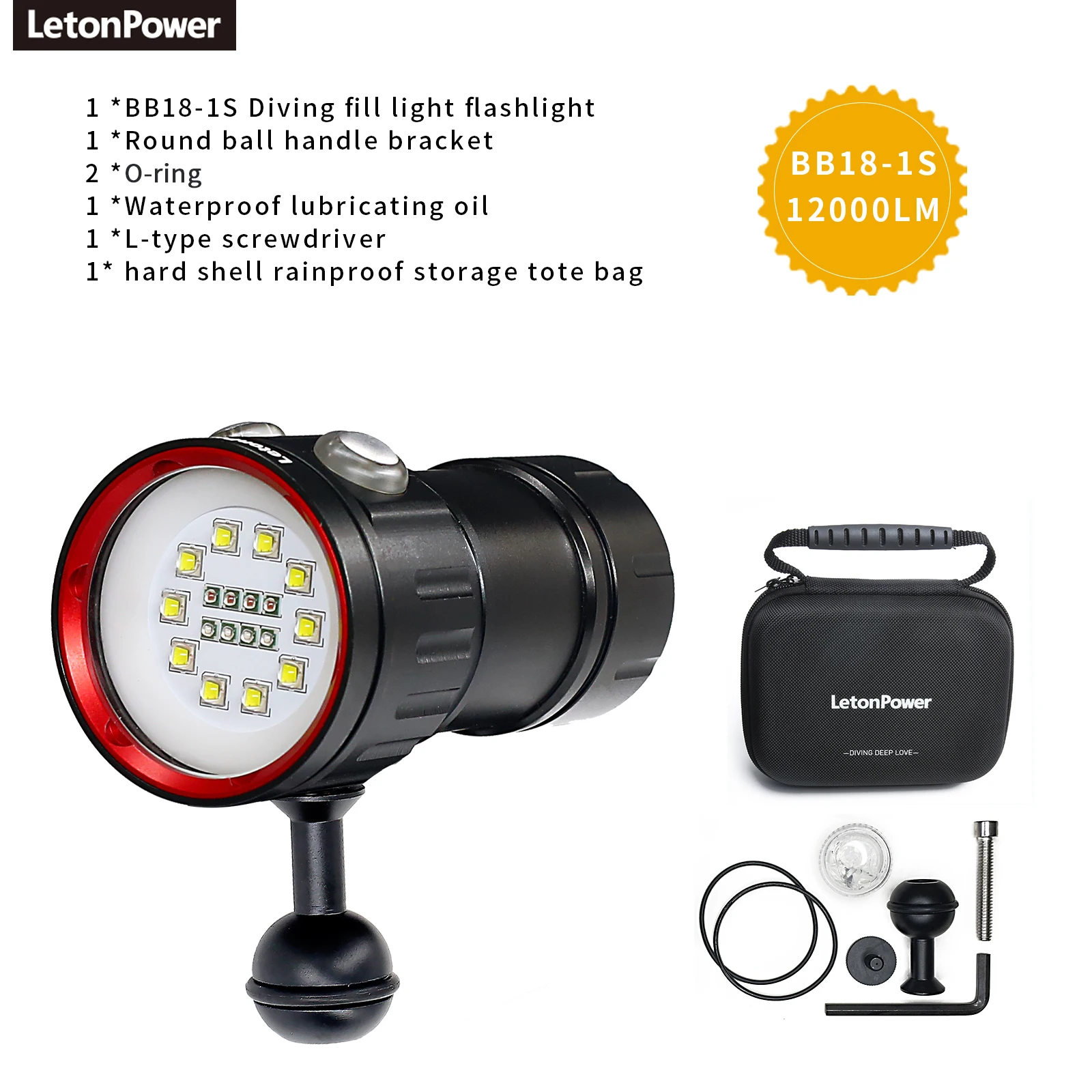 LetonPower Underwater Photography Light Black 5