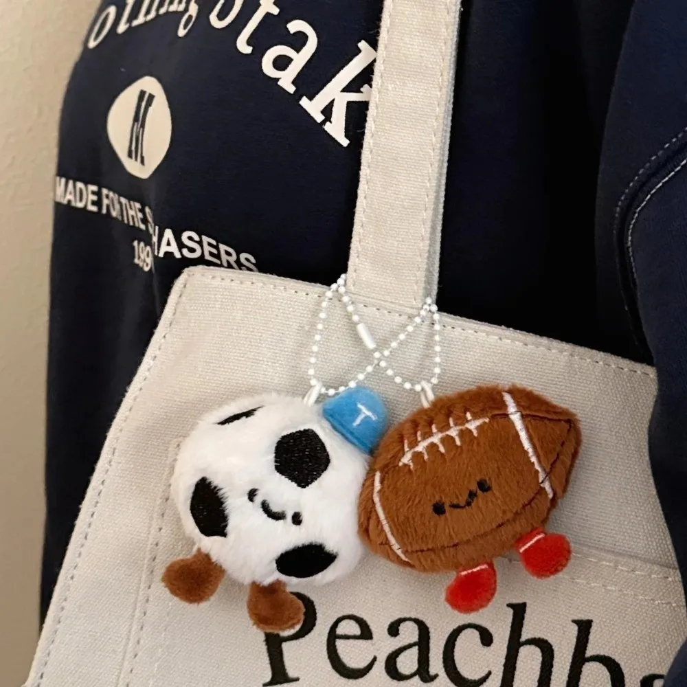 2Pcs/set Cute Cartoon Racquet Keychain Plush Racquet Set Doll Pendant Toy Pendant Best Friend Pendant