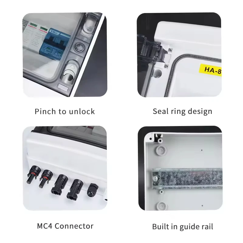 DHLX-PV1/1 พลังงานแสงอาทิตย์ PV Combiner กล่องป้องกันฟ้าผ่า 1 อินพุต 1 Out DC500V ฟิวส์ MCB SPD HT กล่องกันน้ํา IP65