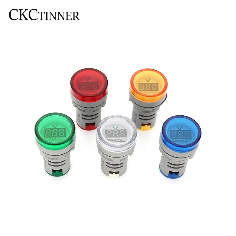 22mm AD16-22DSV Round Digital Voltmeter AC 60-500V Mini Voltage Meter LED Digital Display Voltmeter Indicator Light Pilot Lamp