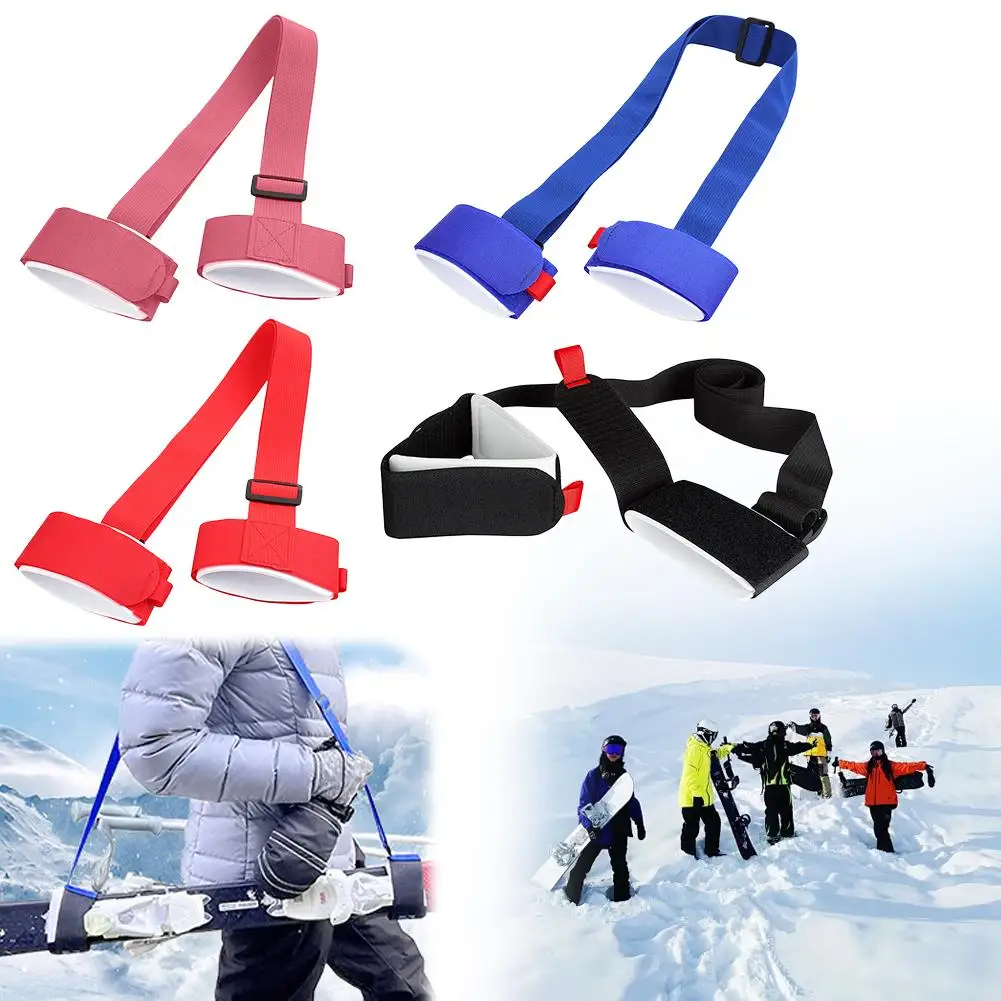Skiing Pole Shoulder Hand Lash Handle Straps Nylon Loop Protecting Ski Hook Shoulder Handle Strap Black Adjustable R1q3