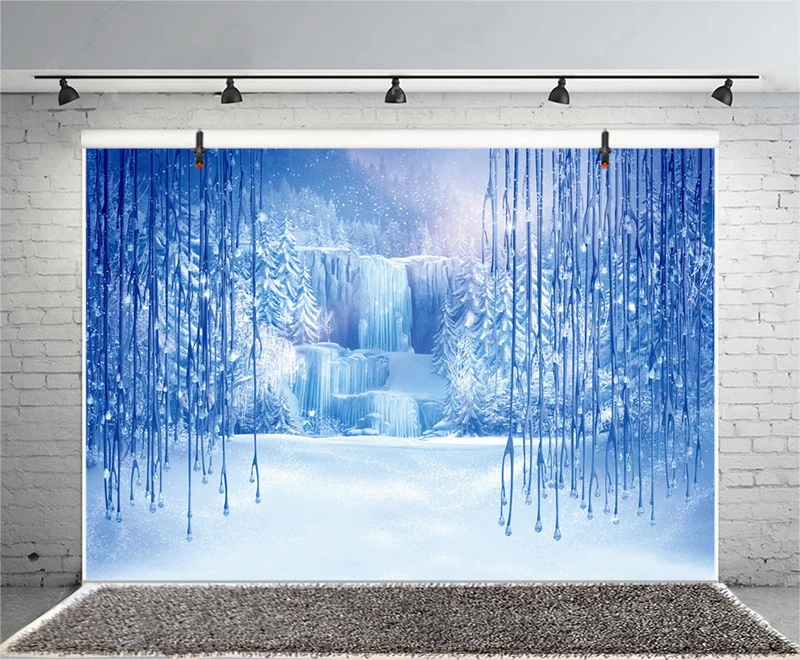 Snow Queen Backdrop Winter Forest Kids Happy Birthday Party Photography Background Photographic Photo Banner