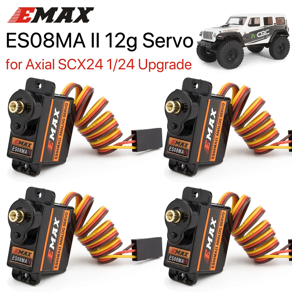 Emax-Servo Mini Metal Gear para Atualizações Axiais SCX24, Servo Motor ES08MA II, 12g, 15T