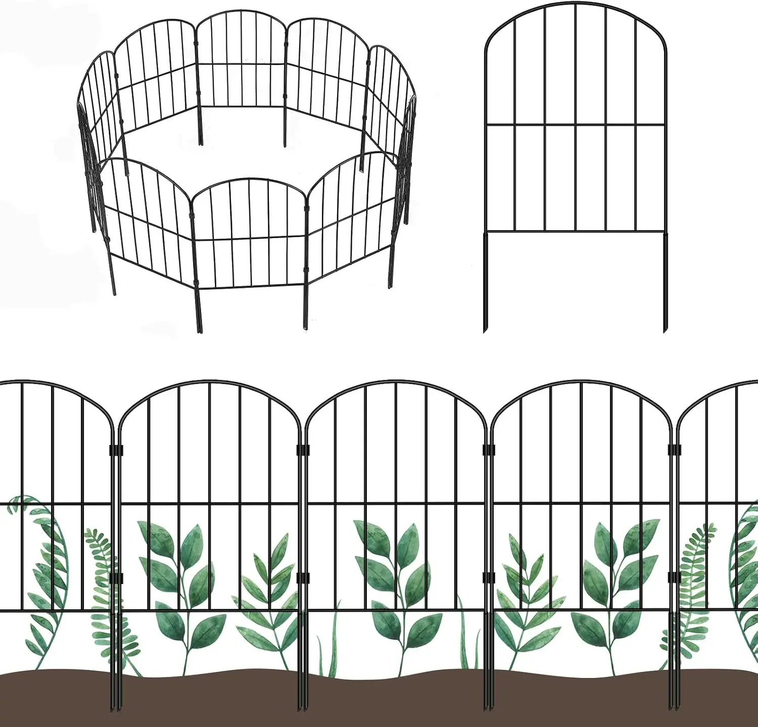 25 Panels Rustproof Metal Garden Fence 27ft x 24in - Decorative Wire for Outdoor Yard, Flower Bed, Patio Barrier