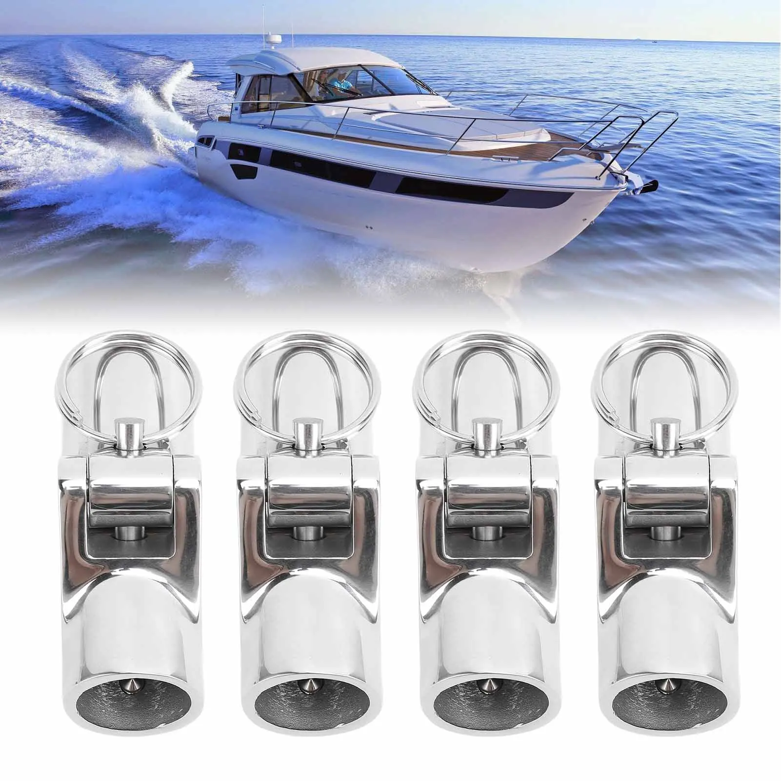 

4pcs Boat Pipe Connector 22mm Stainless Steel Folding Swivel Tube Connector Hardware
