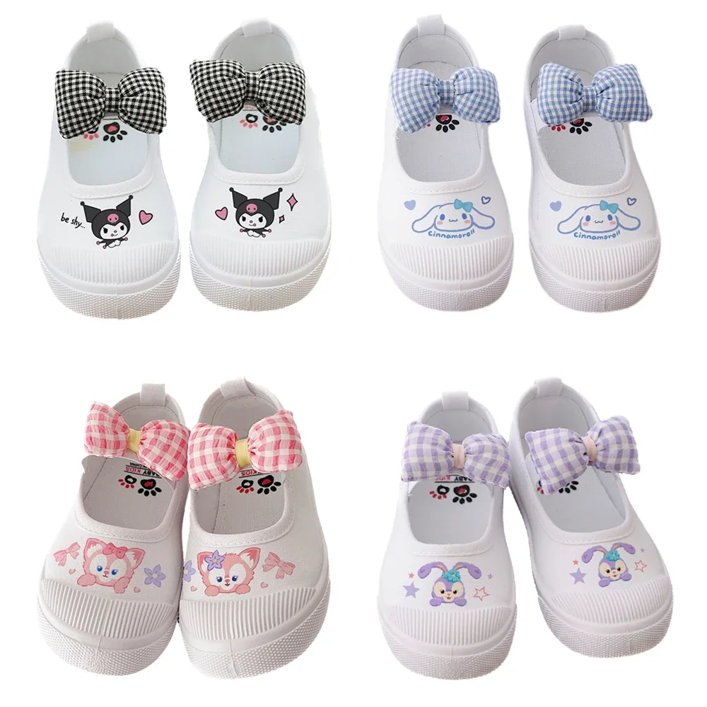 

MINISO Sanrio Melody Kuromi Cinnamoroll Rabbit Kindergarten Bow Small White Shoes Boy Girl Baby Indoor Leisure Time Canvas Shoes