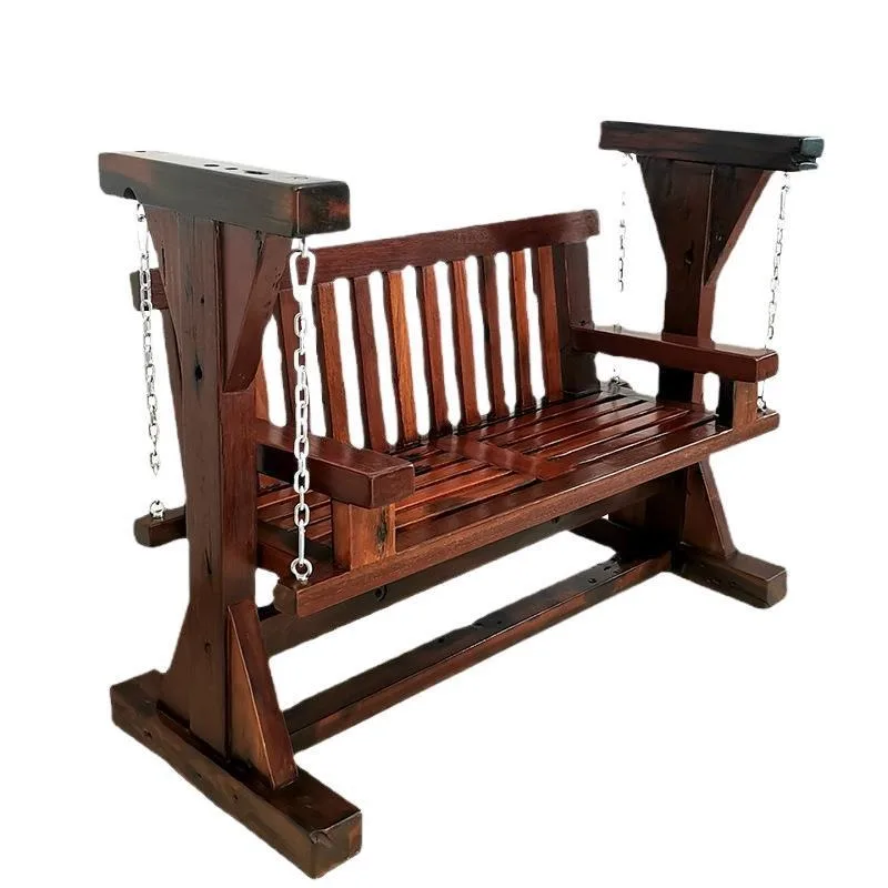 

Outdoor courtyard solid wood rocking chair, household indoor balcony double leisure chair