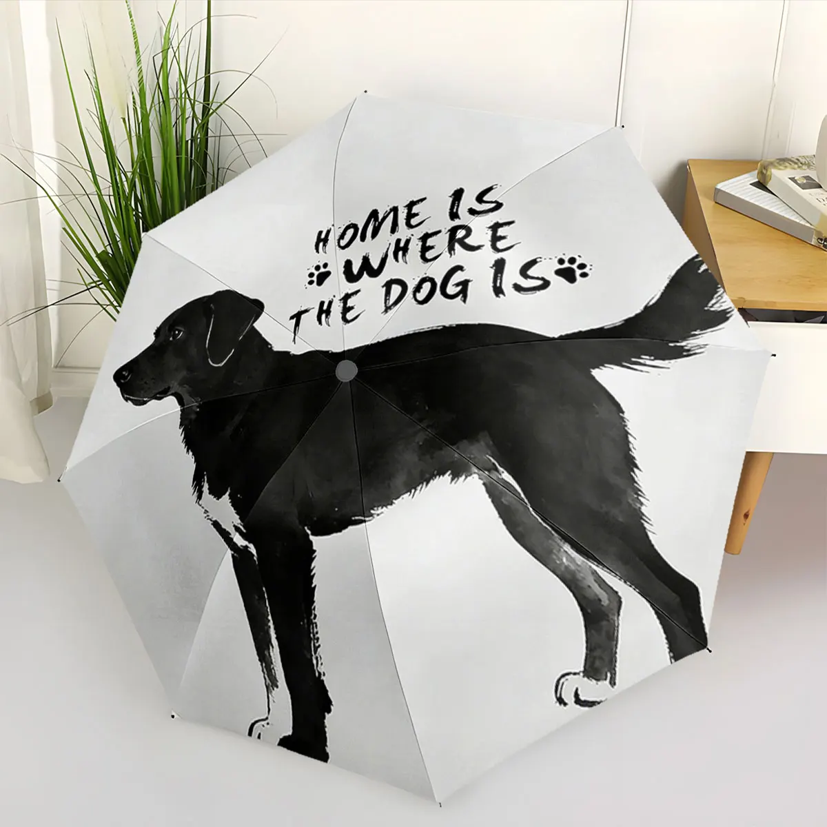 1PC Dog-Themed Umbrella for Pet Lovers Print 8 Iron Ribs Folding Umbrella Auto-Open Fashion Sunshade