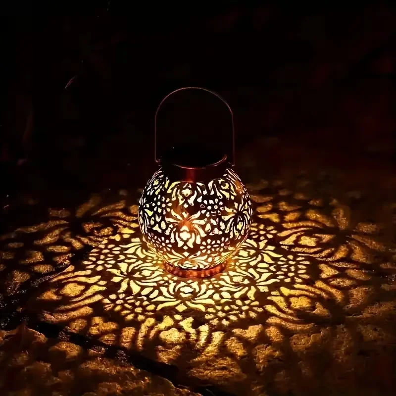 New Solar Palace Lantern Outdoor Solar Lights Lawn Landscape Hanging Atmosphere Lamp Waterproof Floor Yard Garden Decor Lights