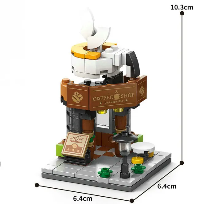 Mini-Haus-Bausteine, City Store, Street View, Snack, Straßenfiguren, Kinderspielzeug, Geschenke für Jungen und Mädchen, kompatibel mit Lego