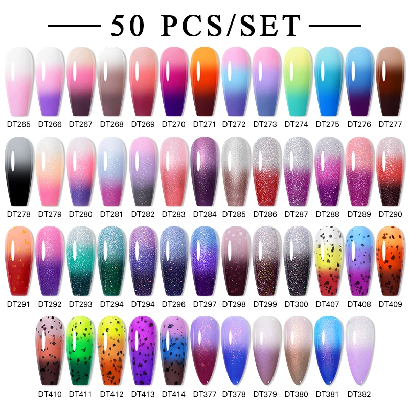 

MEET ACROSS 12/60Pcs Thermal Glitter Nail Gel Polish Set Gradient Temperature Changing Nail Art Manicure Set UV Gel Nails Kit