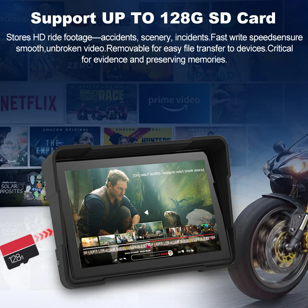 BEPOCAM 5-Zoll-Motorrad-GPS-Navigation Drahtloses Carplay Android Auto Dual DVR Drive Recorder Moto Monitor WIFI IPX7 Wasserdicht – Detail 10