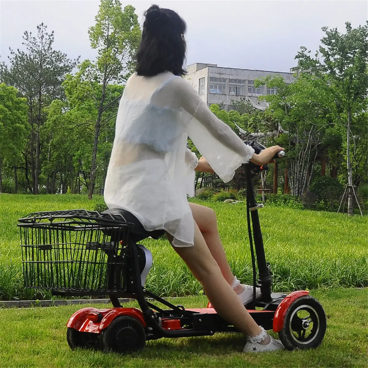 Disabled Adult Electric Scooter Double Motor 500W36V 2 Seater Mobility Scooter 4 wheels Foldable Parents And Child E Scooter