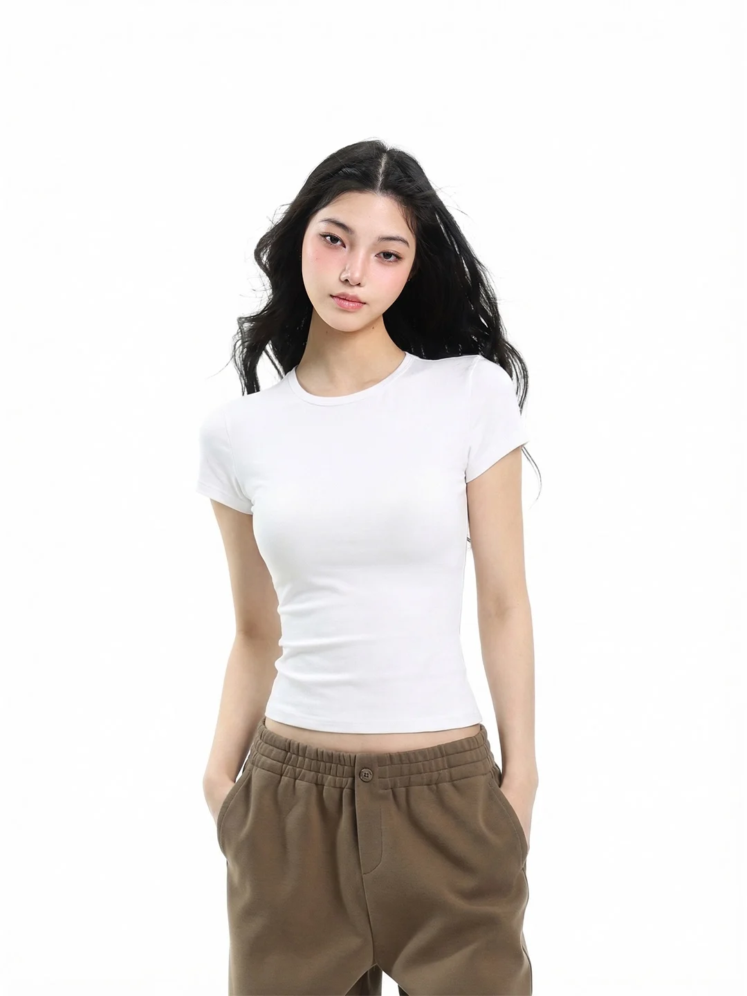 UNCMHISEX Women's Slim Fit Sporty Short Sleeve T-Shirt Pure Color Shoulder Appropriate Base Model Casual Style Breathable Ski...