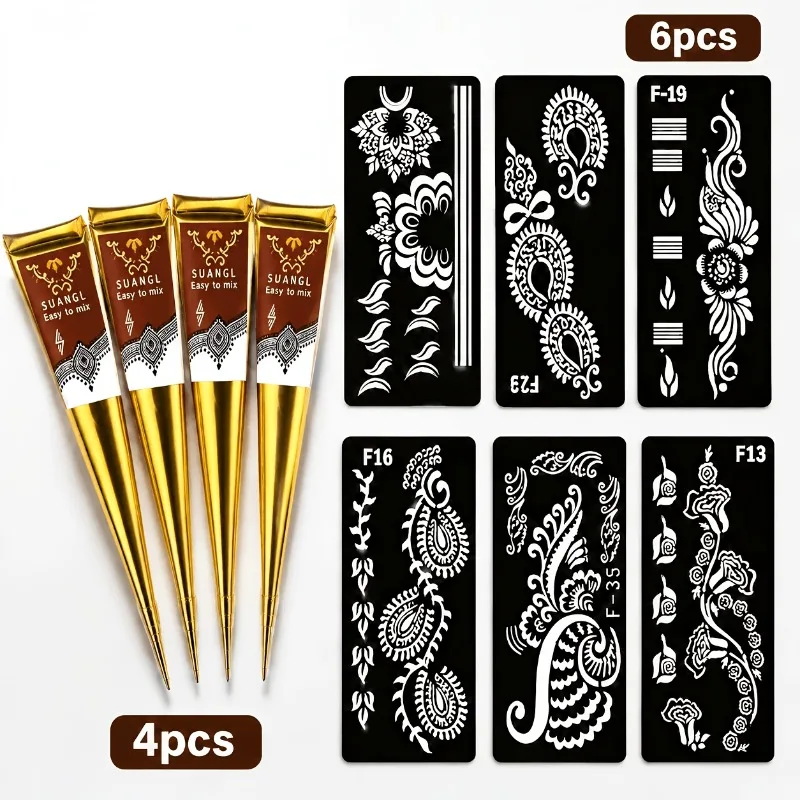 Henna Temporary Tattoo Kit Party Bridal Hand Paint Tool DIY Body Art Skin Drawing Design Gift for Women Men Tattoo Supplies