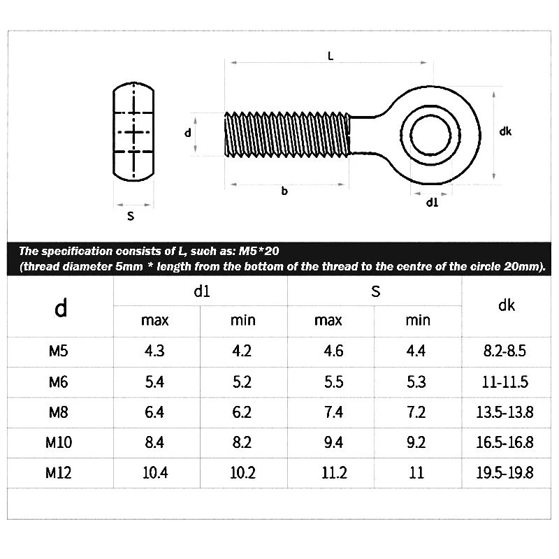 1/2pcs M5 M6 M8 M10 M12 304 Stainless Steel Ring Link Bolt Fisheye Eye Slip Hole Screw GB798 Stud Articulated Anchor Bolts