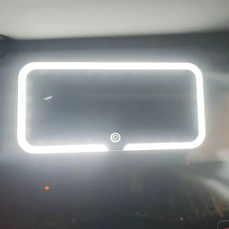 Espejo de tocador con sensor táctil recargable, visera solar con modo de luz LED, atenuación continua, conveniente para coche