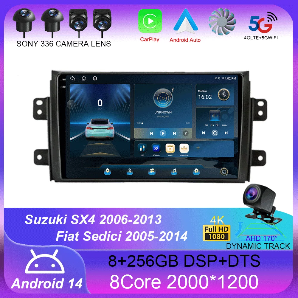 

Android 14 Carplay Car Radio for Suzuki SX4 2006-2013 Fiat Sedici 2005-2014 Navigation Multimedia Video Player Audio 2din Stereo