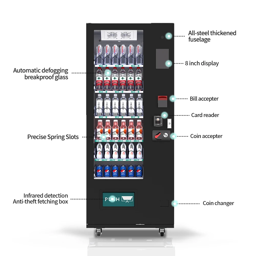 

Высококачественный небольшой автомат для безалкогольных напитков с газировкой для продуктов питания и напитков в магазине удобства с кард-ридером