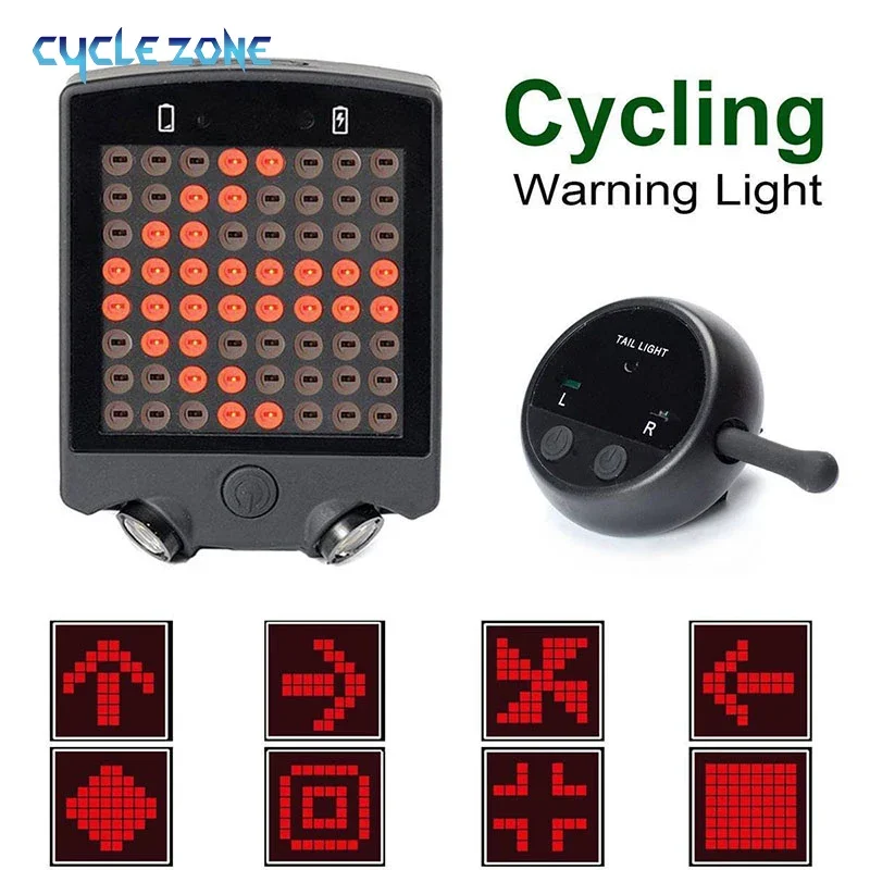 Bike Wireless Warning Tail Light Bike Turn Signal for Bicycle Tail Light Remote Bicycle Lights LED USB Rechargeable Bicycle Lamp