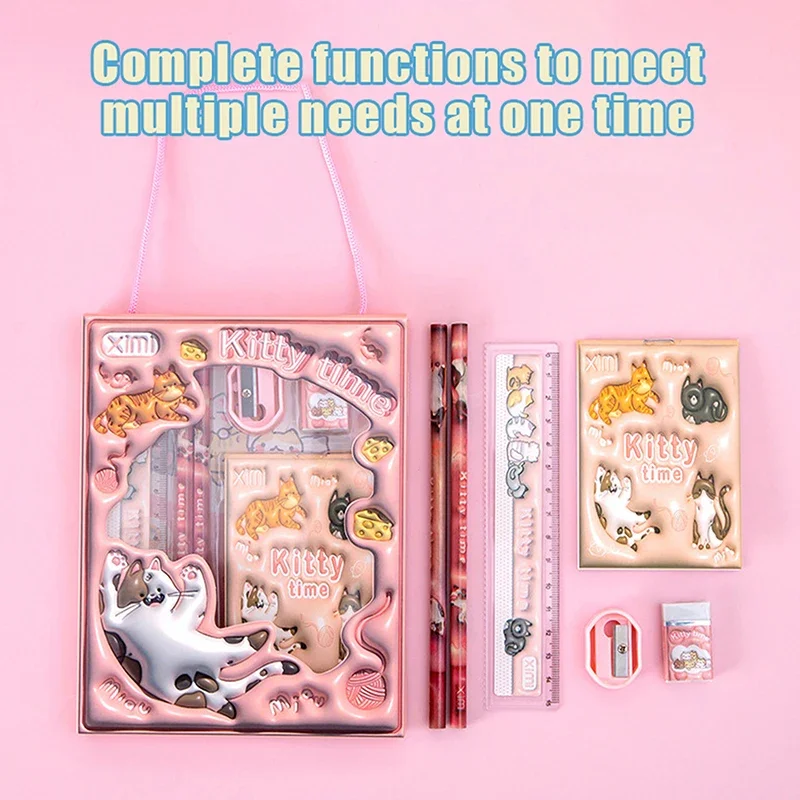 6 In 1 Stationery Set Primary School Children Learning Gift Box Pencils Kindergarten Birthday Gift Prizes Study Stationery Set