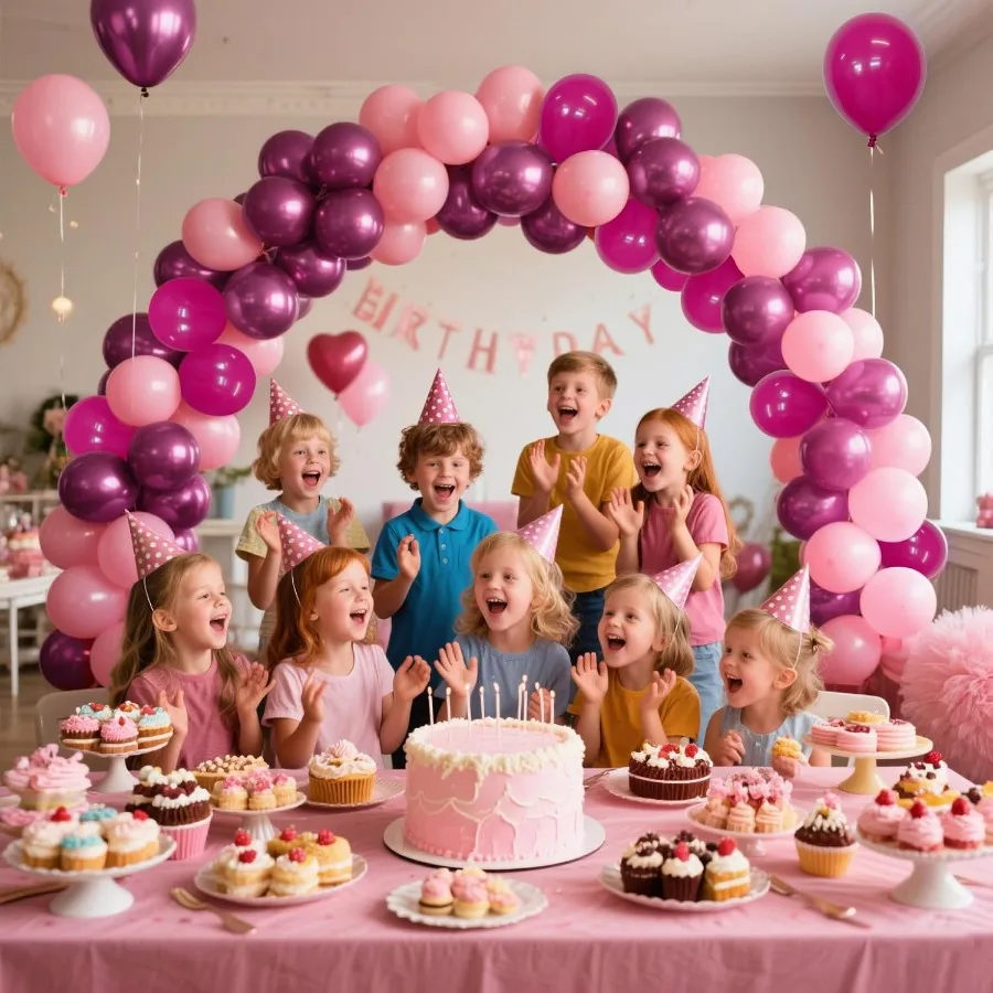 مجموعة 55 قطعة من بالونات اللاتكس الوردية المعدنية باللون الوردي الساخن 12 بوصة للفتيات والنساء لحفلات أعياد الميلاد وحفلات الزفاف Sh