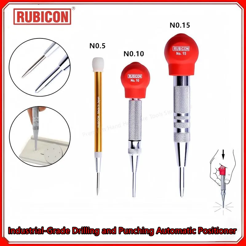 

Автоматический центровочный пробойник RUBICON №5/10/15 | Точное позиционирование | Маркер для разметки отверстий под сверление | Противоскользящие насадки для сверления по дереву/металлу (для самостоятельного использования)