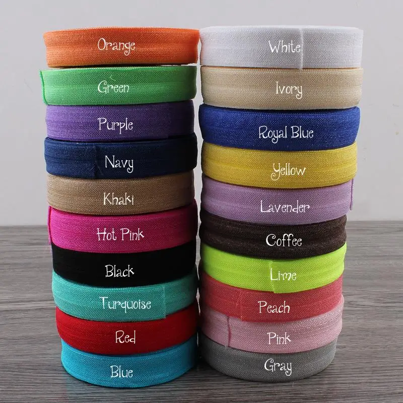 10 Yards Fold Over Elastic 5/8'' 15mm Stretch Foldover FOE Elastics Ribbon by The Yard for Headbands Hair Ties