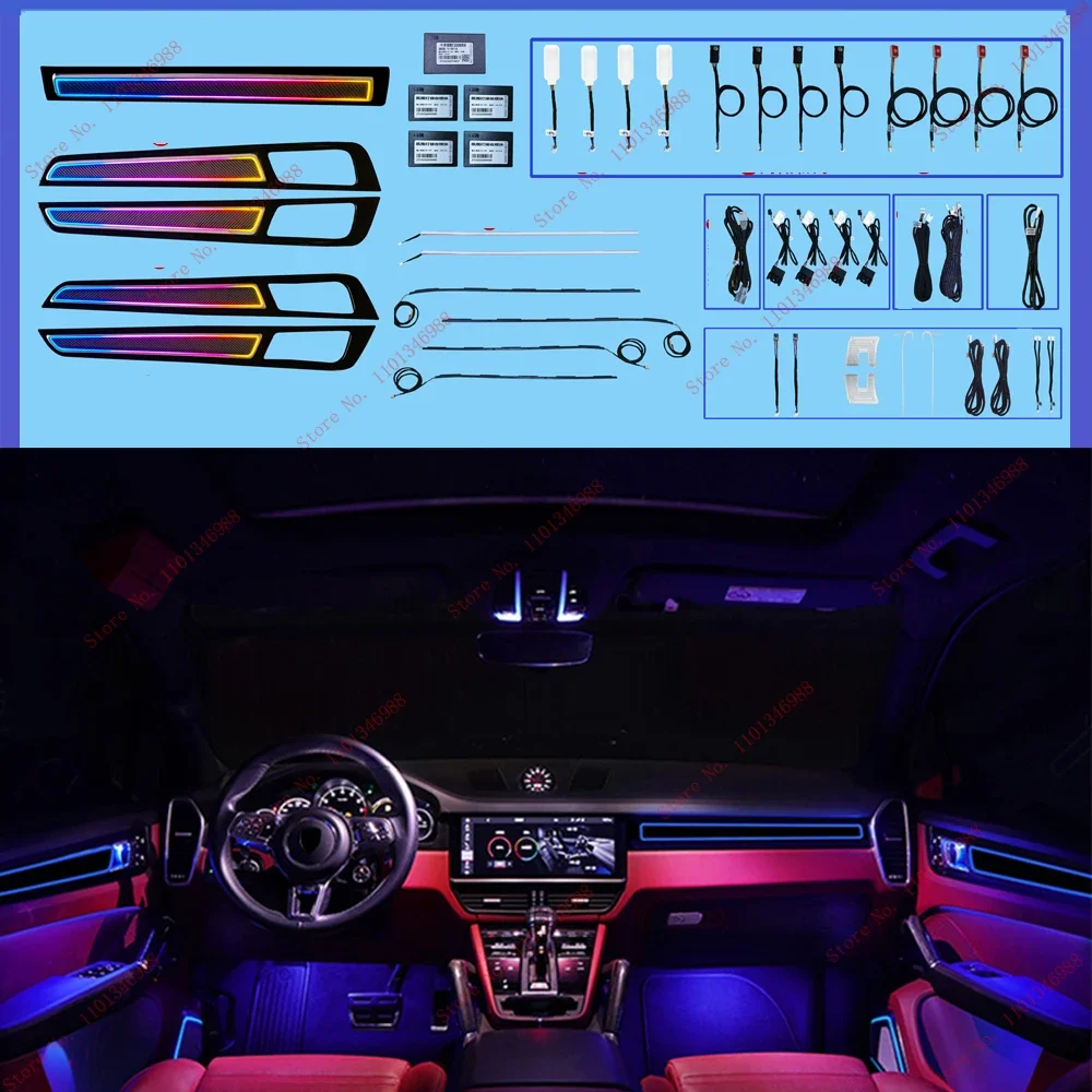 Decorative Panel For Porsche Cayenne 2010-2020 64-color LED Atmosphere Lighting Ambient Light Set illuminated Door Lamps