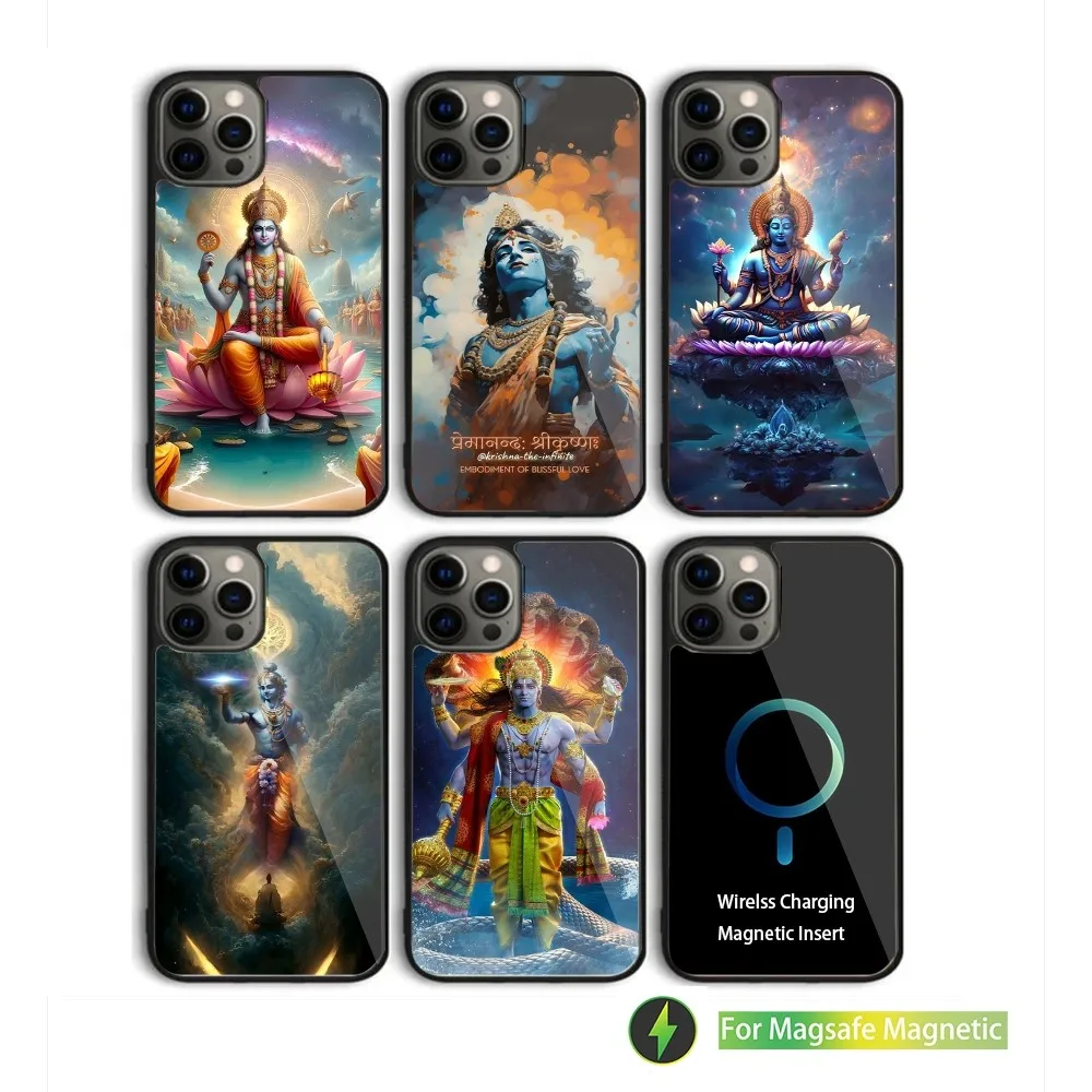 Vishnu Hare Krishna Phone Case For iPhone 15,14,13,12,11,Plus,Pro,Max Mini Magsafe Magnetic Wireless Charging