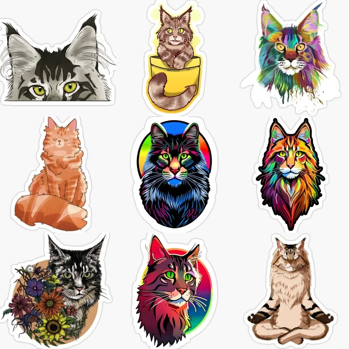 

Maine Coon Cat Creative Stickers for Decorate Car Van Wall Table Motorcycle Off-road Window Helmet Camper Bumper