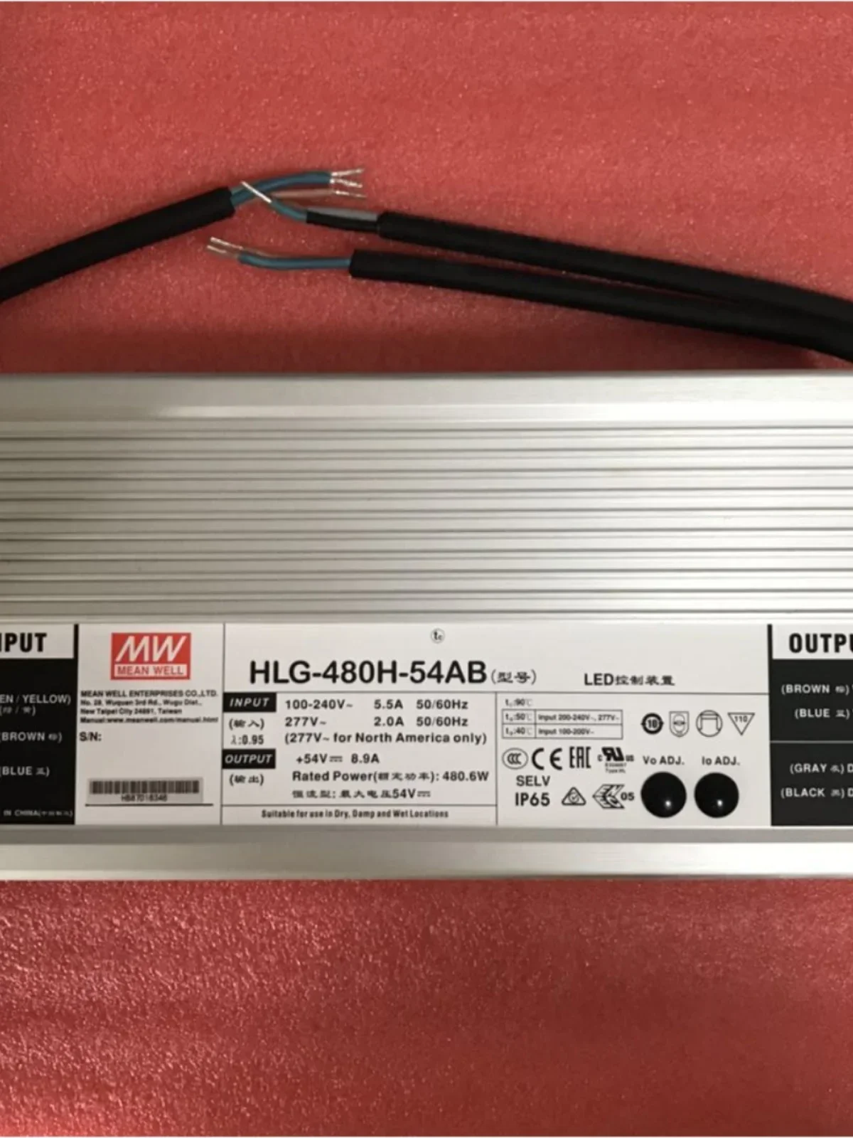 2025 Mingwei LED Waterproof Switching Power Supply HLG-480H-24A/30A/36A/42A/48A/54A Transverse Current Constant Voltage