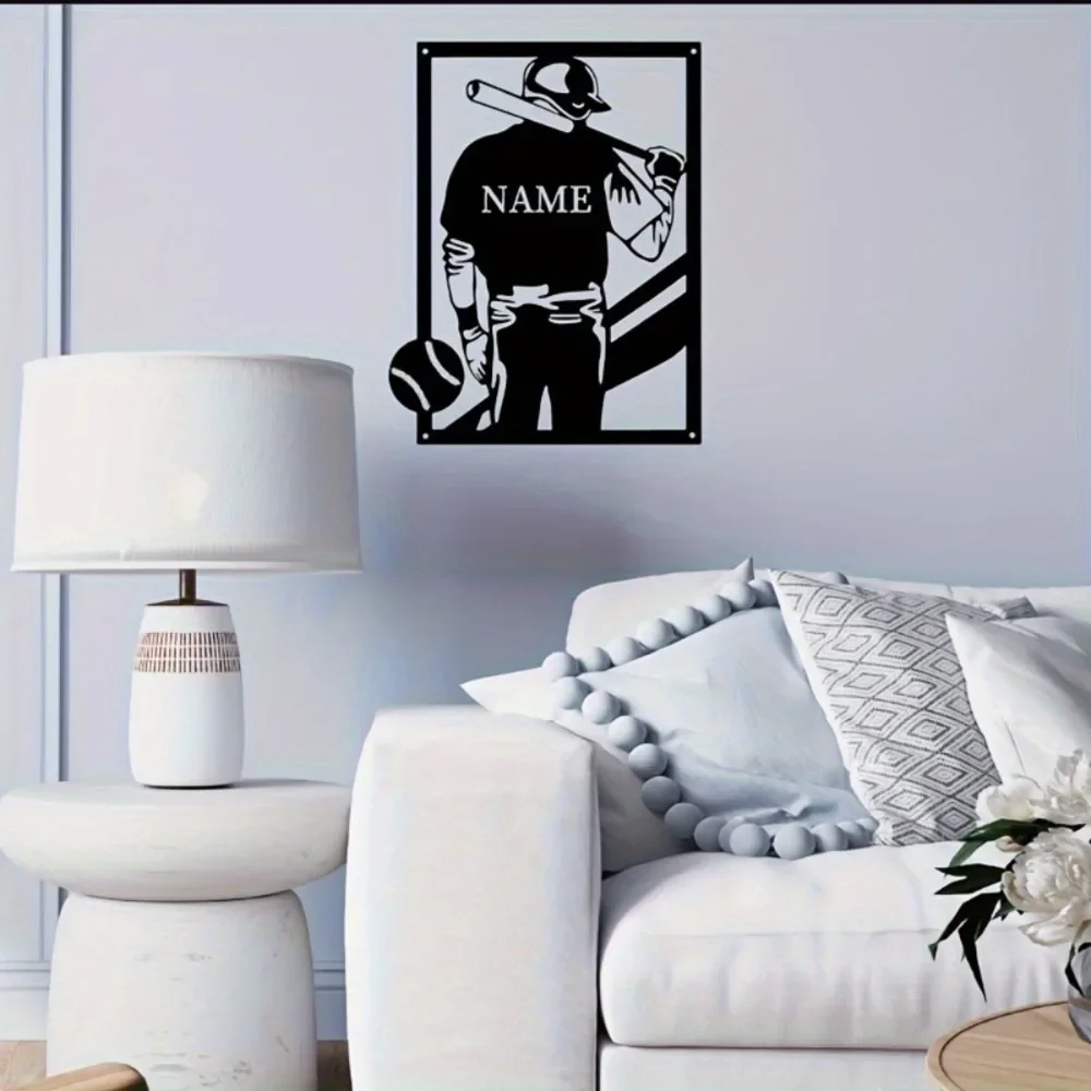 

Exquisite Metal Baseball Wall Art, Personalize with Name & Number. Iron Silhouette, A Stunning Hanging Decor for Walls and Doors