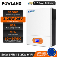 POWLAND 3200W 24V MPPT Hybrid Off Grid Pure Sine Wave 80A 230V 50/60hz 3500W Solar Inverter Charger Built-In WIFI EU Stock