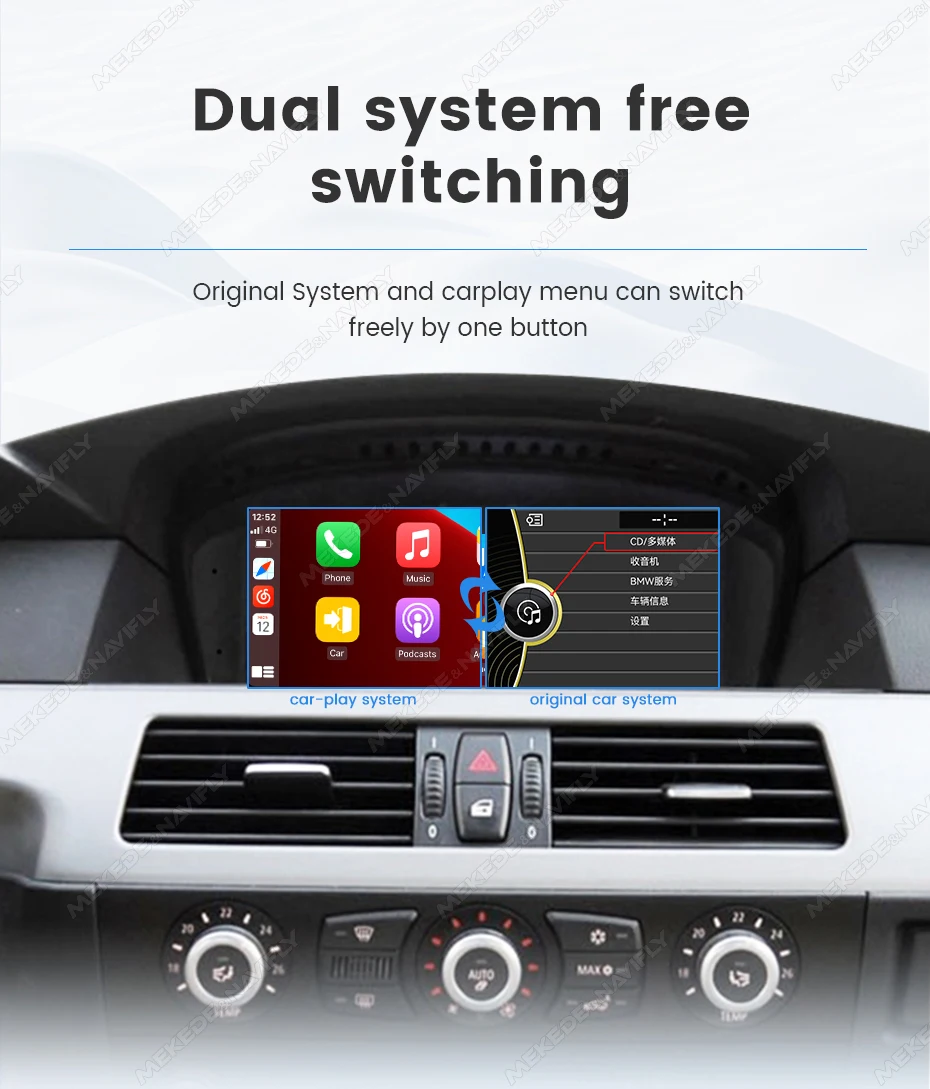 MEKEDE Autoradio für BMW 3er 5er Serie E60 E61 E63 E64 E90 E91 E92 E93 CIC CCC GPS Navigation Carplay Android Auto Multimedia-Einheit – Detail 15