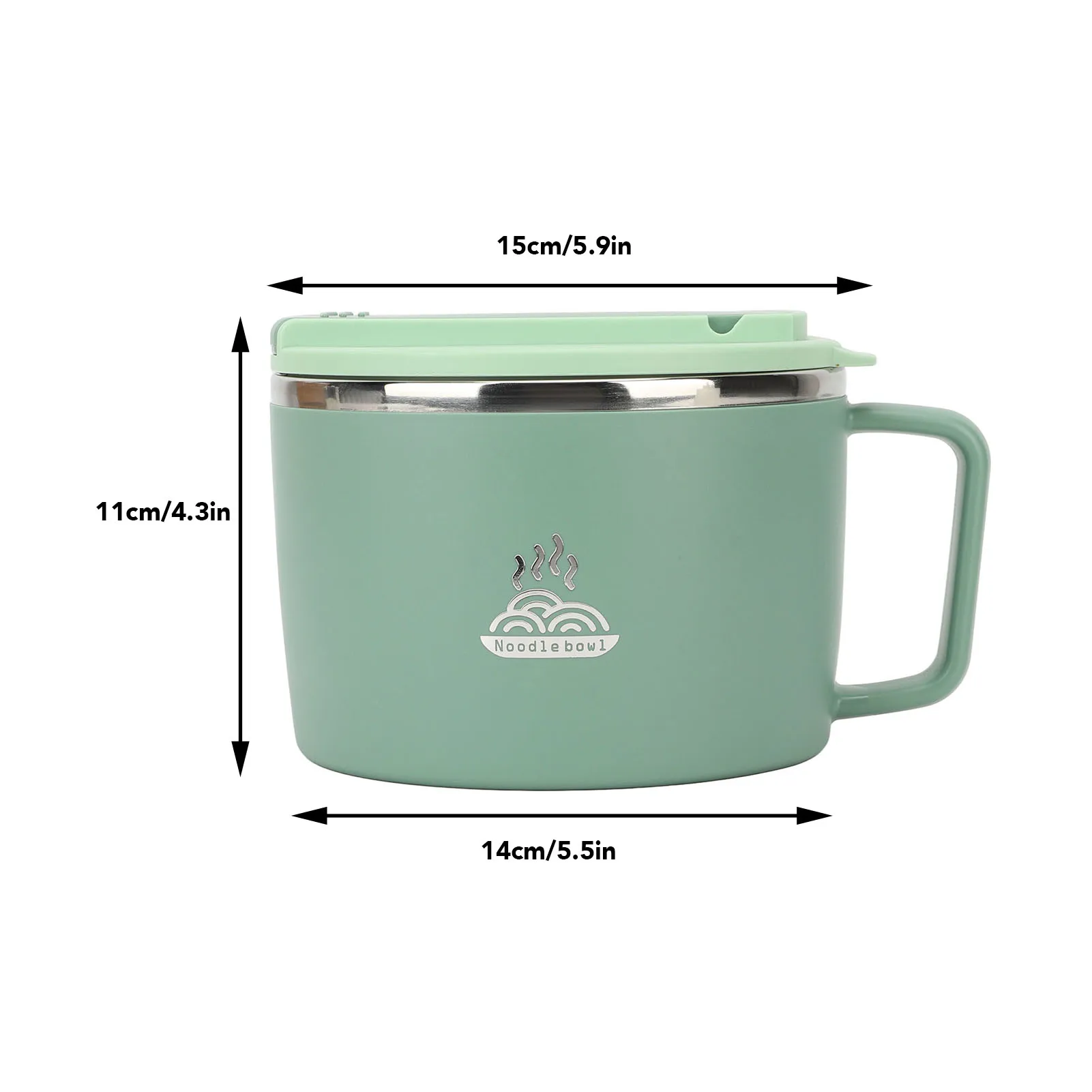 Ramen Cooker Bowl Phone Slot Multifunctional Microwave Noodle Bowl 1200ml Double Layer with Chopsticks and Spork for School