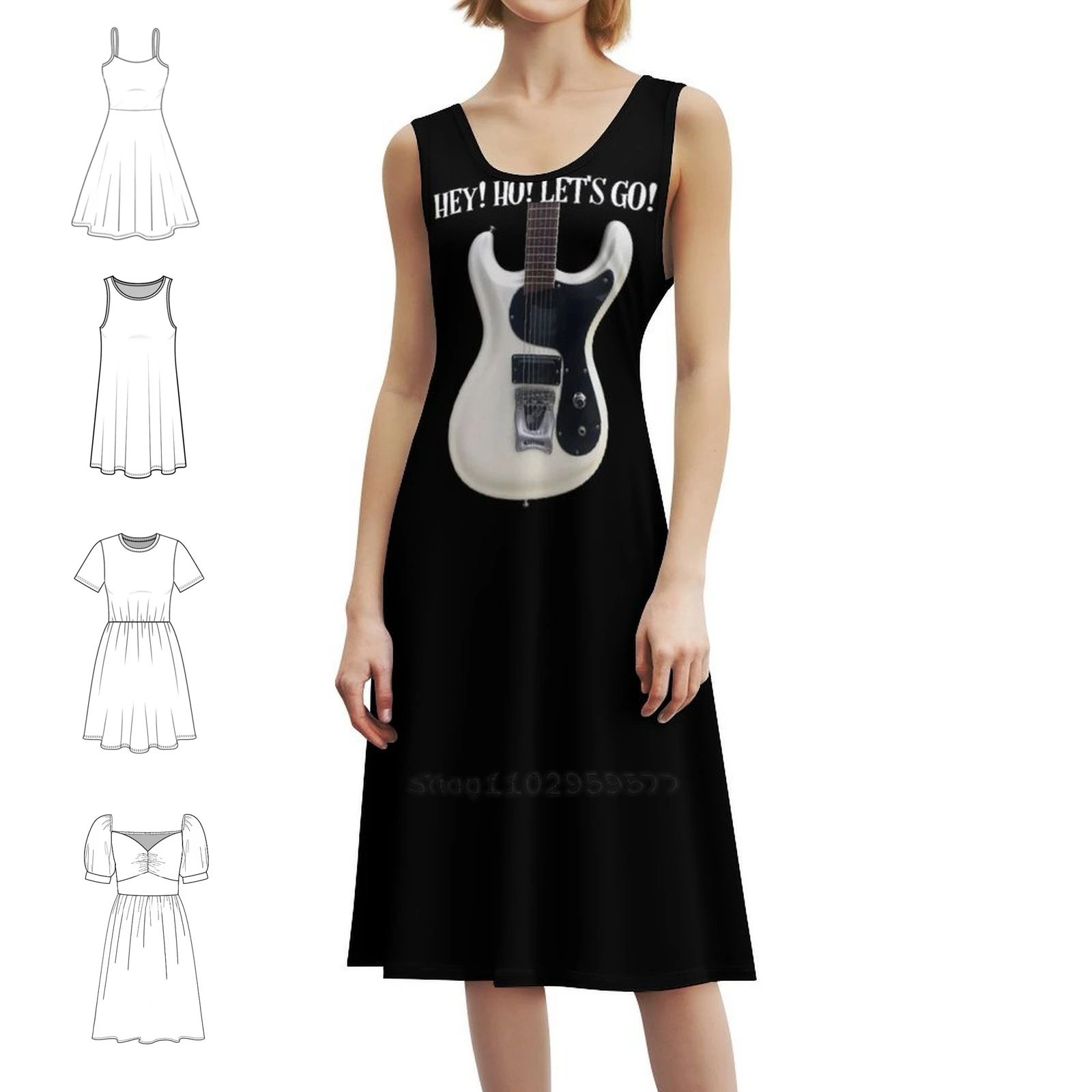 

Hey Women's Hip Hop Streetwear Dress Graphic Print Party Club Wear The Music Logo Skull Album Evening Dress Women