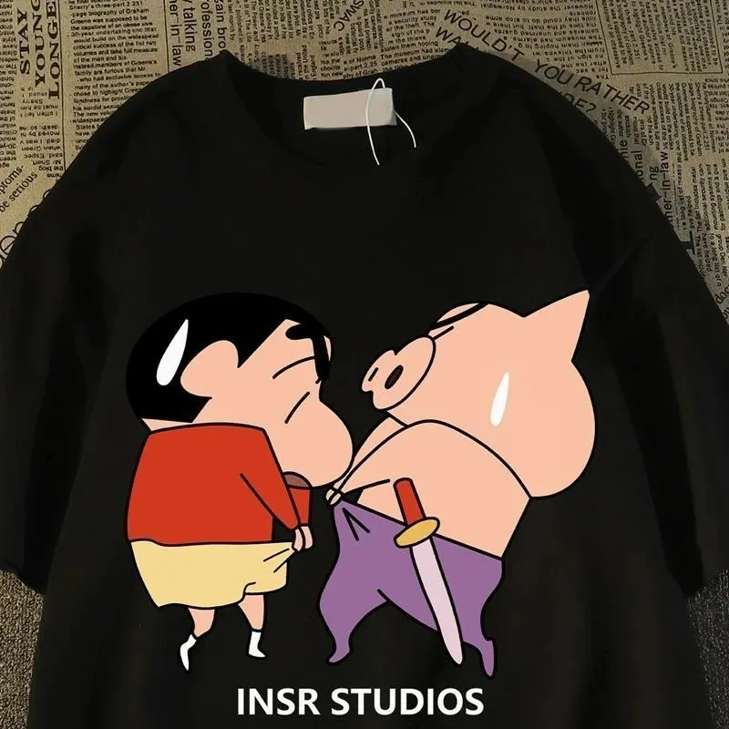 

Забавный японский стиль, карандаш Шин Чан, футболка с персонажем мультфильма, негабаритная Harajuku, модная мужская и женская тяжелая хлопковая верхняя одежда