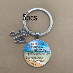 Alphabet Spanish Se animoso God Jehovah Time Gemstone Keychain